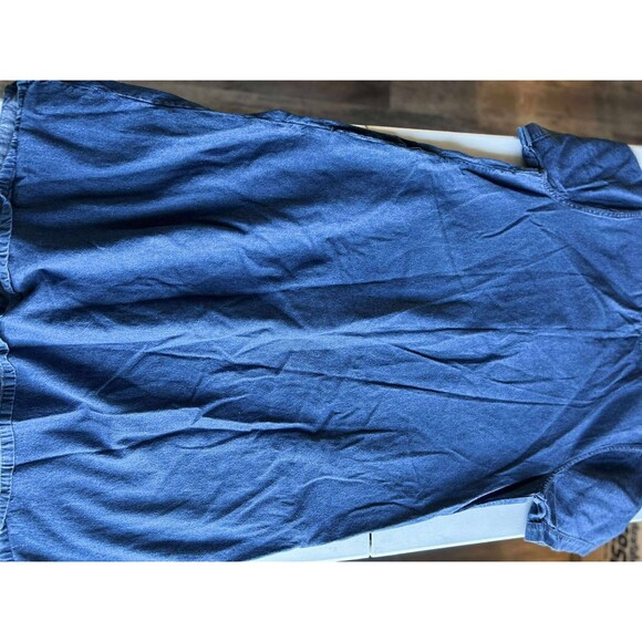 La Cera Denim Dress: P-Med. Vintage 90s Embroidered Applique Floral Pockets - Picture 8 of 9